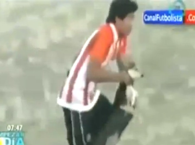 Il calciatore che uccide un cane entrato in campo. VIDEO SHOCK - 03/10/2013