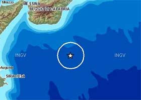 Forte scossa di terremoto di magnitudo 3.9 nello Jonio, tra Calabria e Sicilia - 15/06/2012