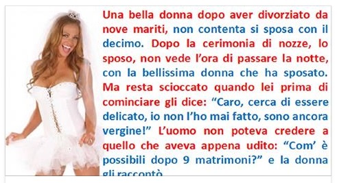 UNA BELLA DONNA DOPO AVER DIVORZIATO DA NOVE MARITI, SI SPOSA IL DECIMO E... - 30/01/2017