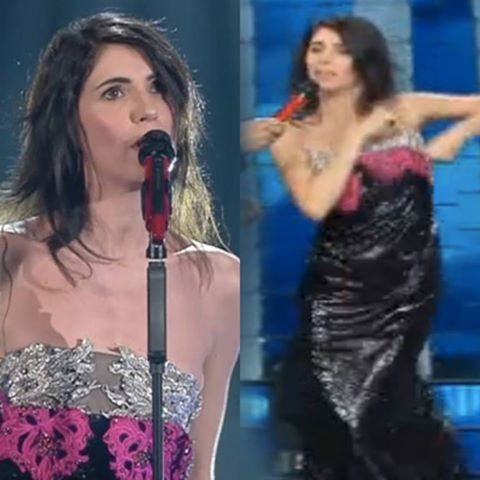 SANREMO 2017: LE CADE L'ABITO IN DIRETTA: UN MOMENTO IMBARAZZANTE PER GIORGIA E POI ARRIVA LA CONFESSIONE ''BOLLENTE'' - 09/02/2017