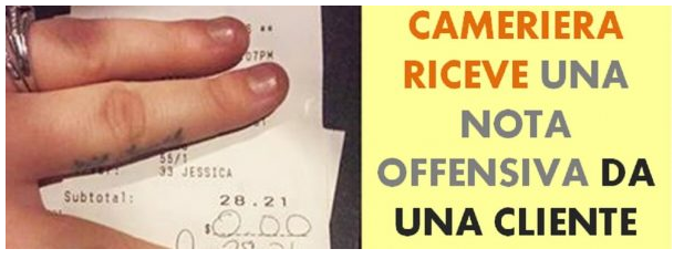 UNA CAMERIERA RICEVE UN MESSAGGIO DA UNA CLIENTE GELOSA: ECCO COME HA RISPOSTO ALL'OFFESA - 21/06/2017