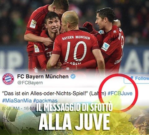 DOPO LA MEZZANOTTE ARRIVA L'INASPETTATO TWEET: IL BAYERN PRENDE IN GIRO LA JUVENTUS TOCCANDO UN TASTO DOLENTE - 16/03/2016