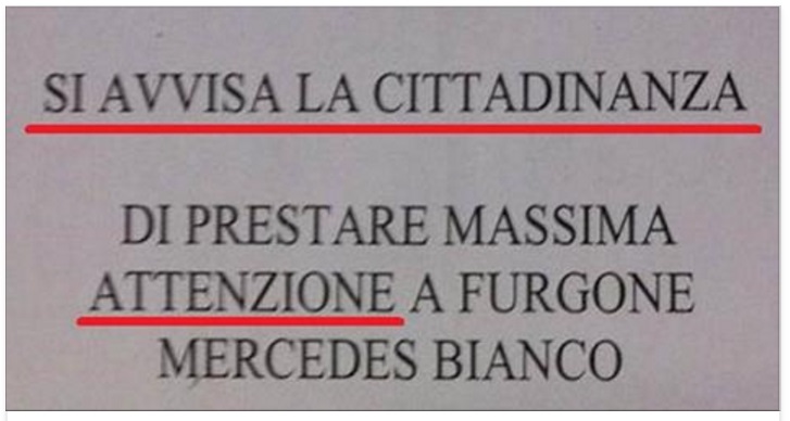 ALLARME RAPIMENTO BAMBINI: SE VEDI QUESTO FURGONE AVVERTI SUBITO LA POLIZIA - LA TARGA E'... - 19/04/2017
