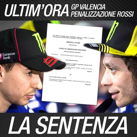RICORSO ROSSI: ECCO LA DECISIONE DEL TAS CHE SPIAZZA TUTTI - 05/11/2015