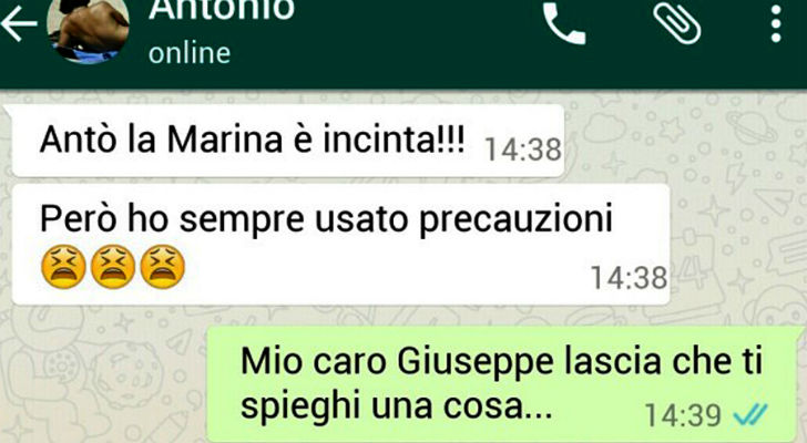 ''MARINA E' INCINTA, MA IO HO USATO PRECAUZIONI'' LA SPIEGAZIONE DELL'AMICO E' DA PREMIO OSCAR - 11/05/2017