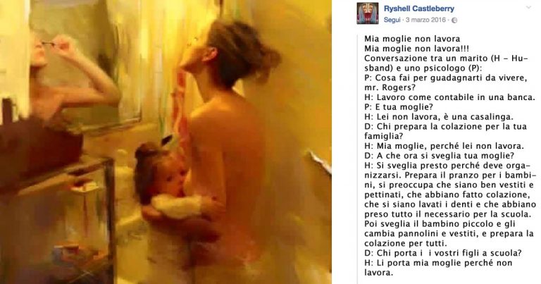 IL MARITO: ''MIA MOGLIE NON LAVORA, FA LA CASALINGA''. BELLISSIMA LA RISPOSTA DELLA MOGLIE - 31/05/2017