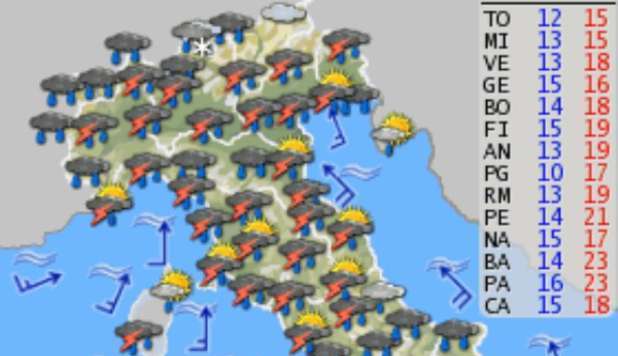 METEO, ANCORA PIOGGE E NUVOLE: MA IL PRIMO MAGGIO SI SALVA - PREVISIONI - 27/04/2013
