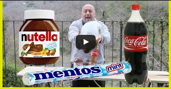 COCA COLA, NUTELLA, MENTOS E DUREX: IL VIDEO DELL'ESPERIMENTO PIU' FOLLE DELL'ANNO - 01/04/2014