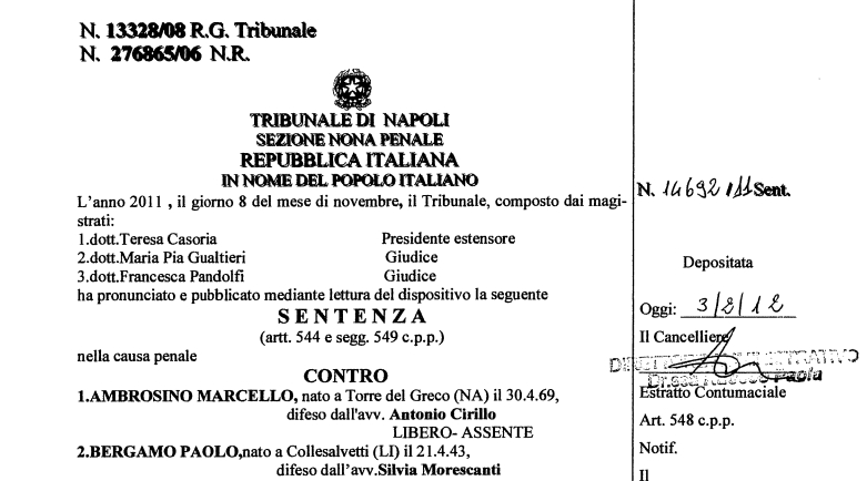 CALCIOPOLI, I CAMPIONATI DI SERIE A FURONO CONDIZIONATI - ECCO LE MOTIVAZIONI CHE LO CONFERMANO - 17/03/2014