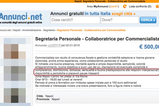 'AAA CERCASI SEGRETARIA', L'ANNUNCIO SHOCK DI UN COMMERCIALISTA - 24/02/2015