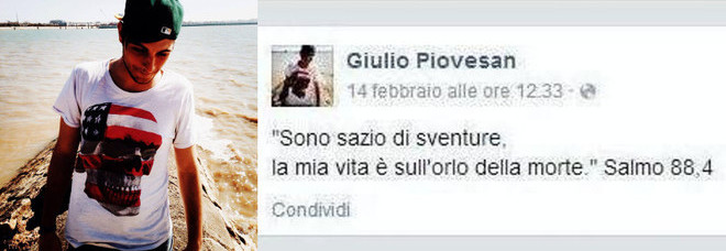 GIULIO SCRIVE UN POST SU FACEBOOK E DUE SMS. POI SI UCCIDE A 23 ANNI SPARANDOSI COL FUCILE - 12/03/2015