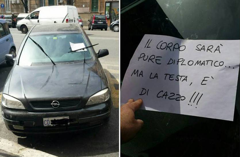 AUTO BLU NEL POSTO INVALIDI: LA FOTO DEL MESSAGGIO SUL PARABREZZA DIVENTA VIRALE - 07/04/2016