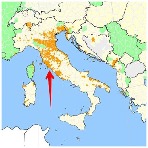 LA MAPPA NON LASCIA DUBBI E SCATTA L'ALLARME: SI STA DIFFONDENDO IN TUTTA ITALIA - 18/07/2016