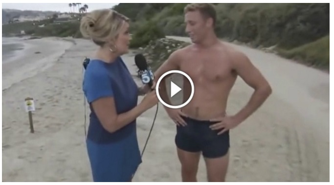 LA GIORNALISTA INTERVISTA IL RUNNER SULLA SPIAGGIA. E POI DECIDE DI MOLLARE IL MICROFONO... - 19/07/2016