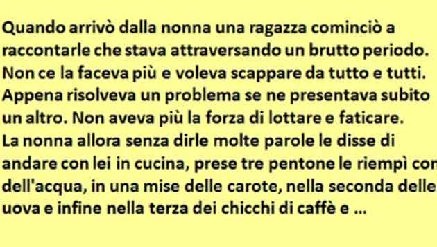 UNA NONNA PRENDE CAROTE, UOVA E CAFFE' E DA' UN'IMPORTANTE LEZIONE DI VITA ALLA NIPOTE - 02/08/2016