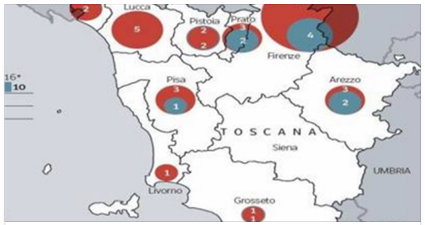TOSCANA: 58 COLPITI E 13 MORTI - E' ALLARME - 23/11/2016