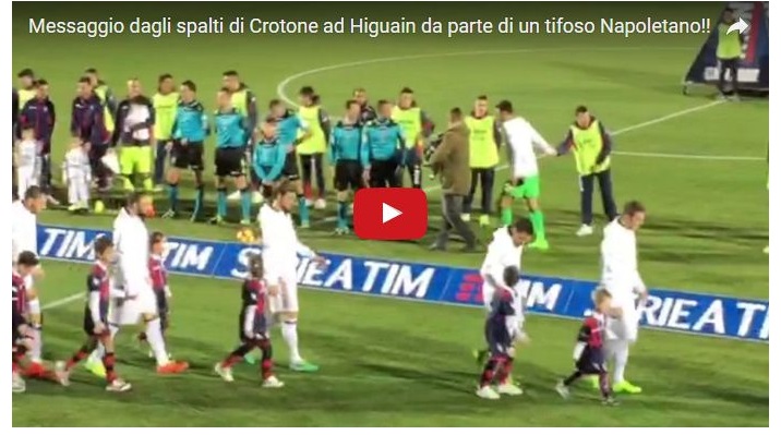 HIGUAIN INSULTATO A CROTONE DA UN TIFOSO DEL NAPOLI: IL VIDEO FA IL GIRO DEL WEB - 08/02/2017