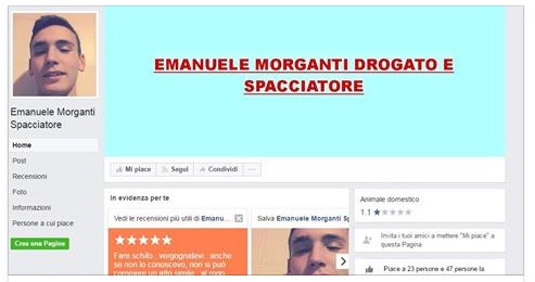 ROMA, ''EMANUELE MORGANTI SPACCIATORE E DROGATO'': ECCO COSA E' ACCADUTO SU FACEBOOK - 04/04/2017
