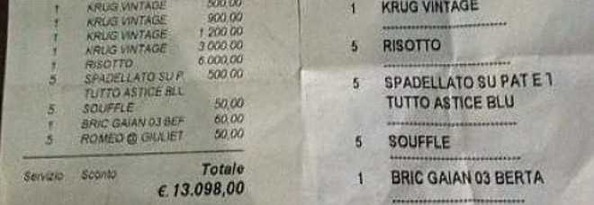 CENA ''SALATA'': CONTO DA 13MILA EURO PER UN GRUPPO DI TURISTI OLANDESI - 22/07/2013