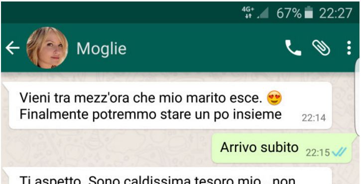 LA MOGLIE INVIA UN MESSAGGIO AL MARITO PER SBAGLIO: ECCO COS'E' SUCCESSO - 15/05/2016
