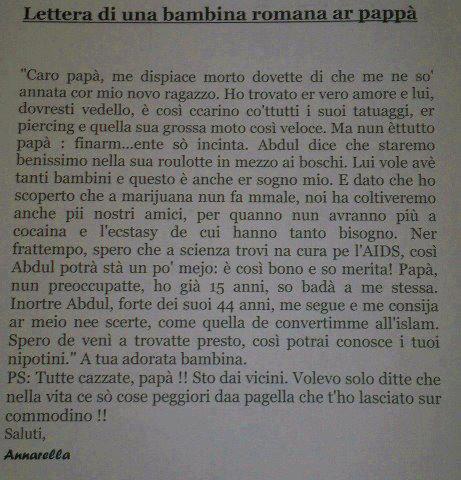 'NA LETTERA FANTASTICA !! - 23/11/2012
