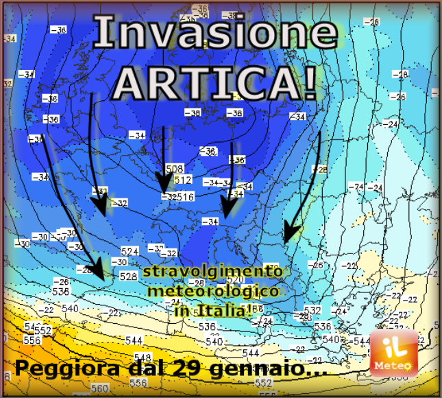 IL VORTICE POLARE COLPISCE L'ITALIA: DA GIOVEDI' MALTEMPO E NEVE A RIPETIZIONE - PREVISIONI - 27/01/2015