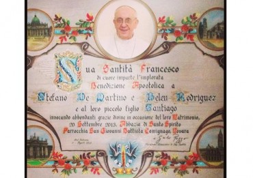 REGALO INASPETTATO DI PAPA FRANCESCO PER I NEO SPOSI BELEN E STEFANO - FOTO - 22/09/2013