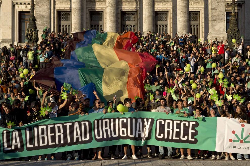 L'URUGUAY LEGALIZZA LA MARIJUANA ED E' FESTA FUORI DAL PARLAMENTO - 11/12/2013