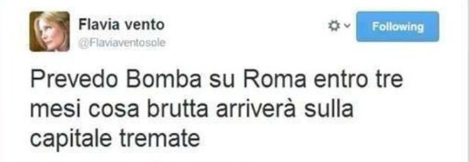 FLAVIA VENTO COME NOSTRADAMUS: ''PREVEDO UNA BOMBA SU ROMA ENTRO 3 MESI'' - FOTO - 24/02/2014