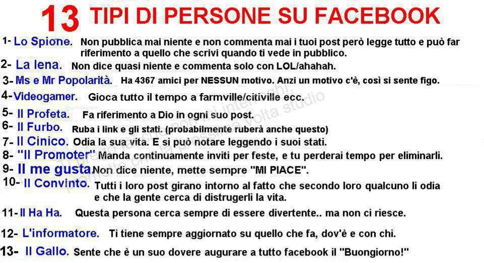 TIPI DE PERSONE SU FACEBOOK !! - 28/10/2012