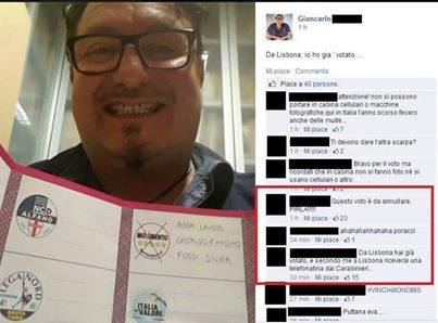 VA AL SEGGIO, VOTA M5S SI FA UN SELFIE LO PUBBLICA SU FB: ORA RISCHIA IL CARCERE - GUARDA - 24/05/2014