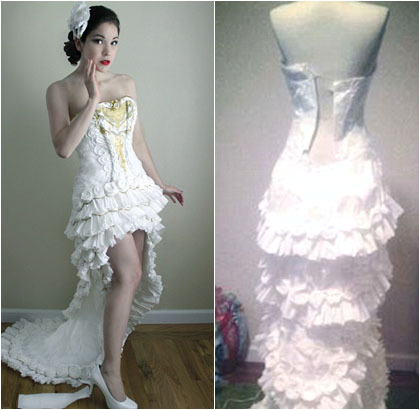 QUEL BEL VESTITO DA SPOSA E' FATTO DI CARTA IGIENICA - FOTO - 07/11/2014