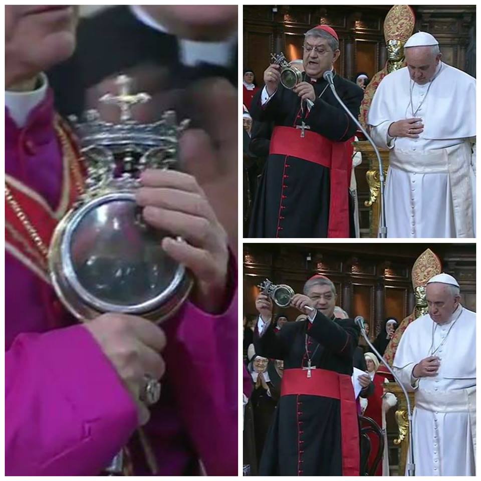 PAPA FRANCESCO AL DUOMO DI NAPOLI: SI SCIOGLIE IL SANGUE DI SAN GENNARO - 21/03/2015