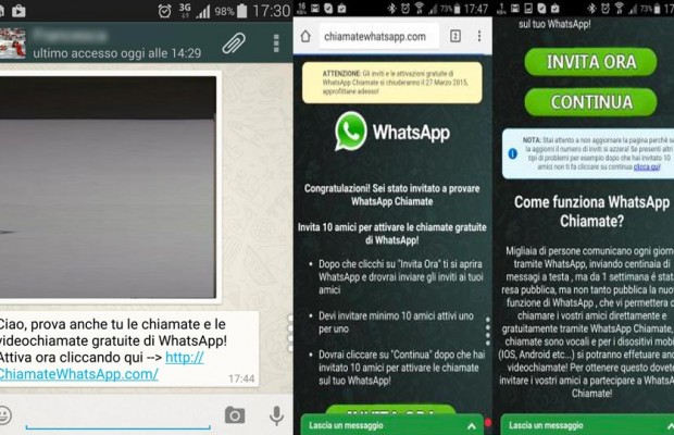 FATE ATTENZIONE: ARRIVA LA TRUFFA DELLE CHIAMATE VOCALI SU WHATSAPP - 31/03/2015