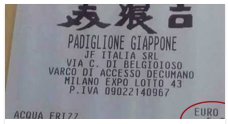 EXPO 2015, LO SCONTRINO-CHOC PER UN PASTO AL PADIGLIONE GIAPPONESE - 04/05/2015
