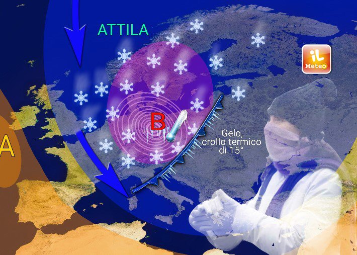 WEEKEND CON LA SCIABOLATA ARTICA, ARRIVA ''ATTILA'': NEVE E GELO SULL'ITALIA - PREVISIONI - 18/11/2015
