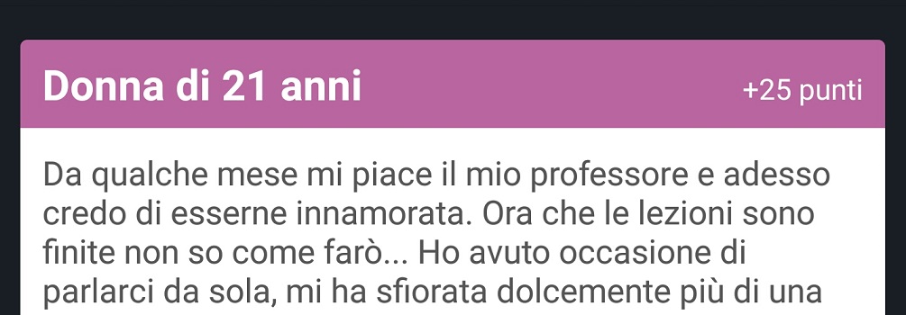 CREDO DI ESSERE INNAMORATA DEL MIO PROFESSORE DA QUALCHE MESE... - 14/06/2016