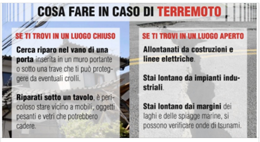COSA FARE IN CASO DI ULTERIORI SCOSSE, I CONSIGLI DELLA CROCE ROSSA - 26/10/2016