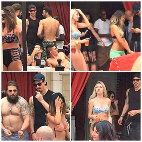 PARTY ESCLUSIVO CON ALCOOL E DONNE: MA CON IBRAHIMOVIC C'E' UN INTRUSO - LO AVETE RICONOSCIUTO? - 28/04/2016