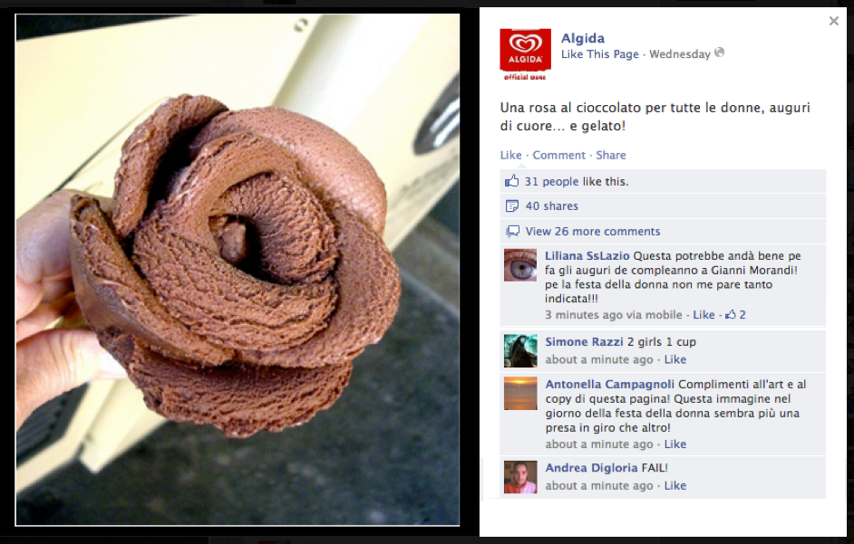 La rosa di cioccolato che sembra...: così Algida festeggia le donne - 08/03/2013