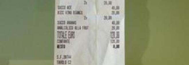 SCONTRINO SALATO PER UN TURISTA: 120 EURO PER 4 SUCCHI DI FRUTTA - FOTO - 01/09/2013