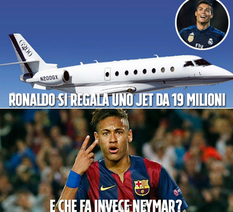 ALTRO CHE CRISTIANO RONALDO: PER LA CIFRA DI 9 MILIONI DI DOLLARI , NEYMAR HA DECISO DI FARSI UN ''REGALINO'' - 01/05/2016
