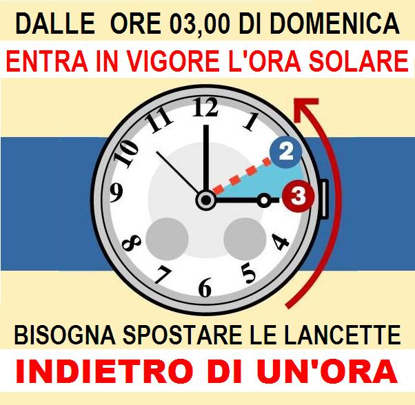 ORA SOLARE 2013: IL 27 OTTOBRE LE LANCETTE TORNANO INDIETRO - 18/10/2013