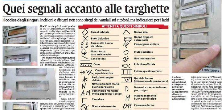 ATTENTI AL CODICE DEGLI ZINGARI SUI CITOFONI, SONO INDICAZIONI X I LADRI FATE MOLTA ATTENZIONE!! - 10/06/2012