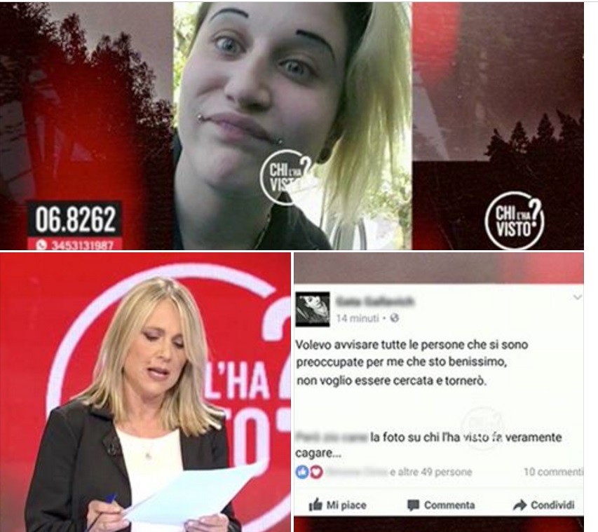 SHOCK A CHI L'HA VISTO - DICIASETTENNE SCOMPARSA SCRIVE ALLA SCIARELLI: ''TOGLI QUELLA FOTO, FA CAG..E'' - 09/11/2016