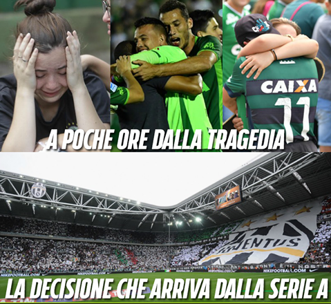TRAGEDIA CHAPECONESE: ARRIVA LA DECISIONE UFFICIALE PRESA DALLA LEGA DI SERIE A - 30/11/2016