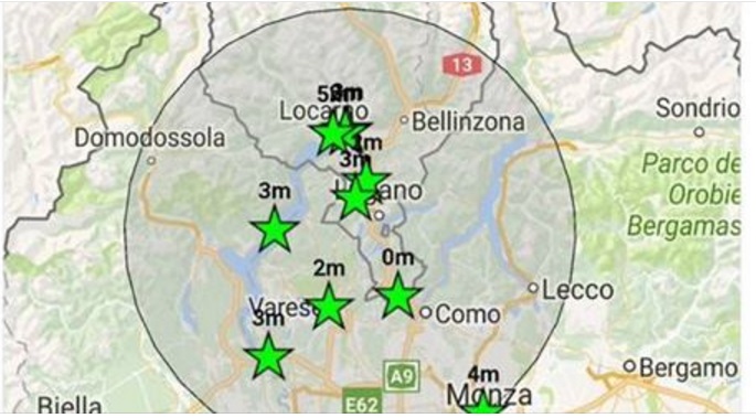 SCOSSA DI TERREMOTO AVVERTITA A MILANO - 06/03/2017