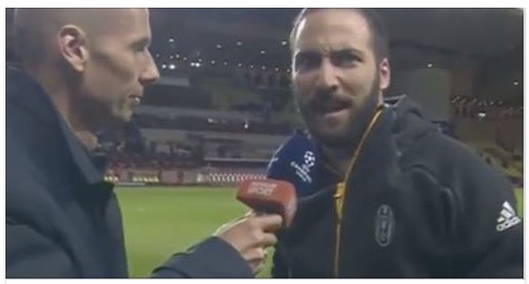 MONACO - JUVENTUS: CICLONE HIGUAIN A FINE PARTITA - CICLONE PIPITA A POCHI SECONDI DALLA FINE DEL MATCH - 04/05/2017