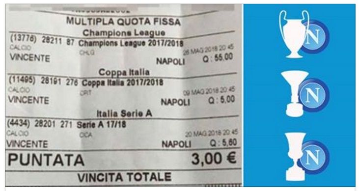 NAPOLI, TIFOSO SCOMMETTE SUL TRIPLETE AZZURRO: ECCO QUANTO INCASSEREBBE - 04/07/2017