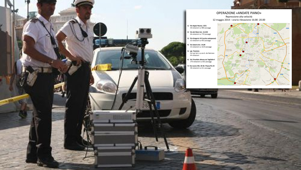 ECCO L'ELENCO DEGLI AUTOVELOX SCHIERATI A ROMA PER L'OPERAZIONE ''ANDATE PIANO'' - GUARDA - 11/06/2014